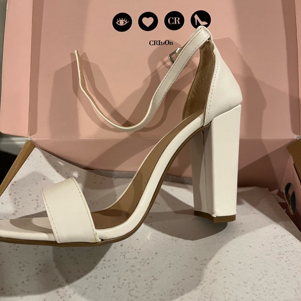 Charlotte Russe White Block Heel Sandals